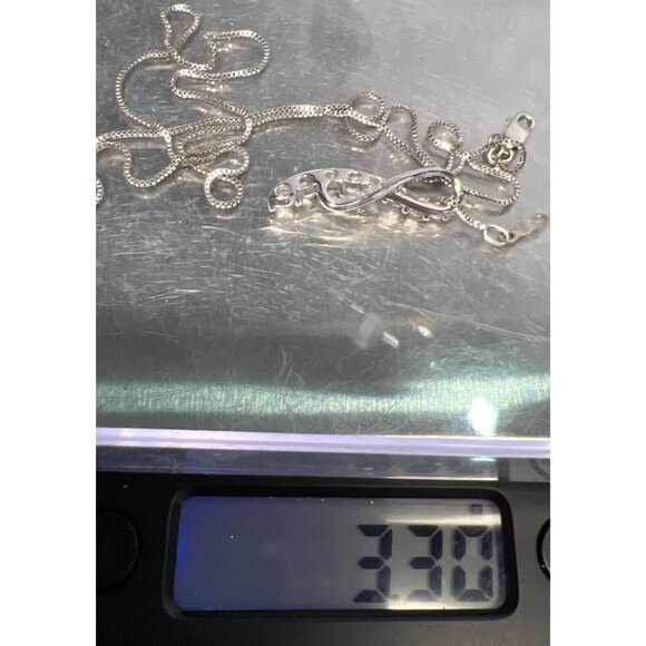 Sterling Silver Infinity Cubic Zirconia Pendant Necklace 925 Sun Jewelry Box Cha - Picture 7 of 15